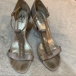 M By Marinelli Silver Rhinestone Heels